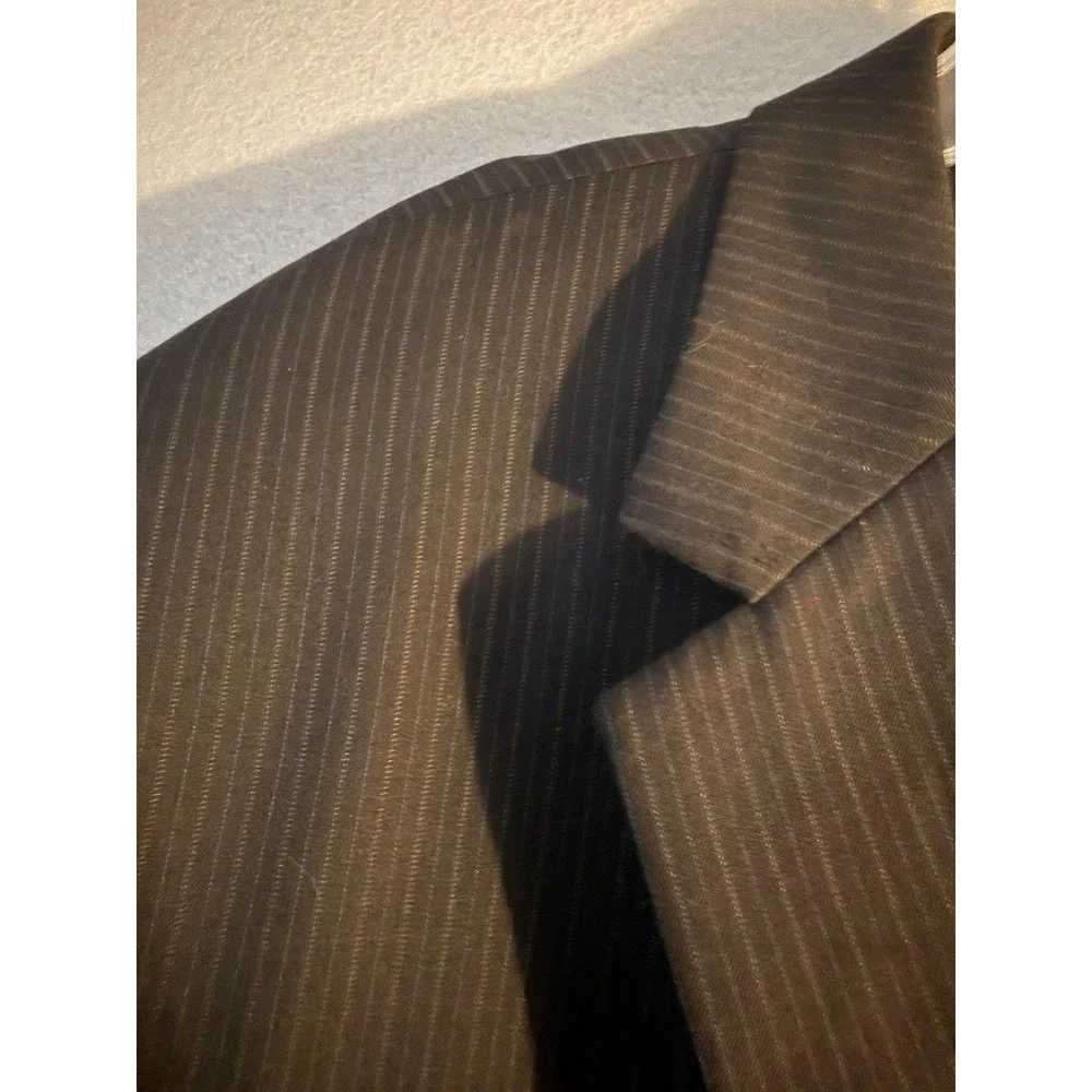Joseph & Feiss Suit Mens 48L 46x30 Gray Wool Stripe 2 Piece Jacket Pants Formal